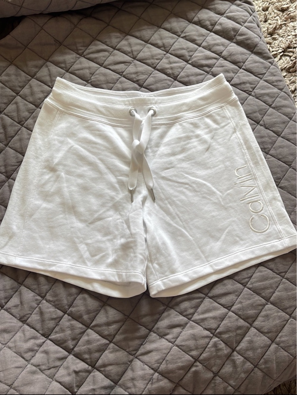 Calvin Klein White Drawstring Cotton Lounge Shorts